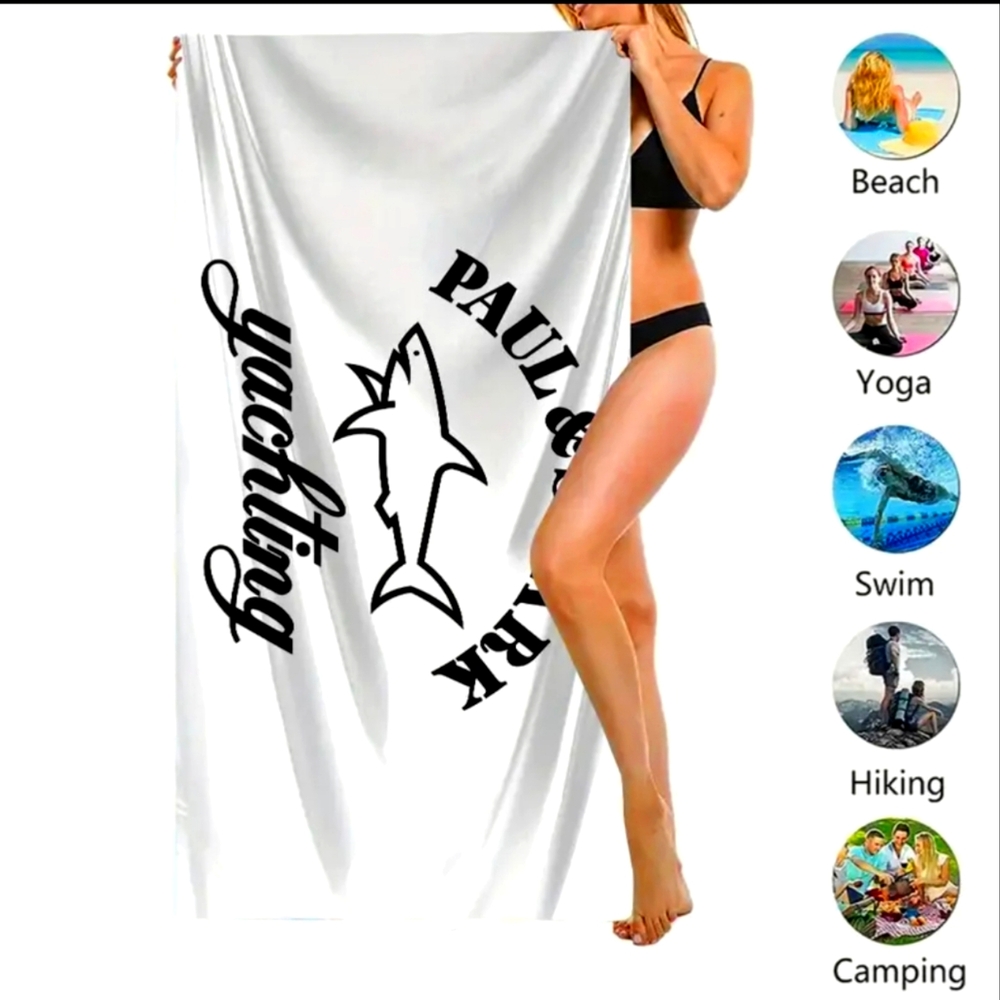 🆕 Limited Edition Paul&Shark Shark Print Beach Towel Super soft, thin,and Light